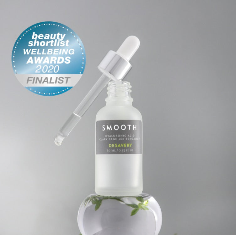 Desavery award winning Smooth Hyaluronic Acid. Chosen by the beauty shortlist awards as one of the best hyaluronic acid serums. It comes in a 30 ml glass bottle 